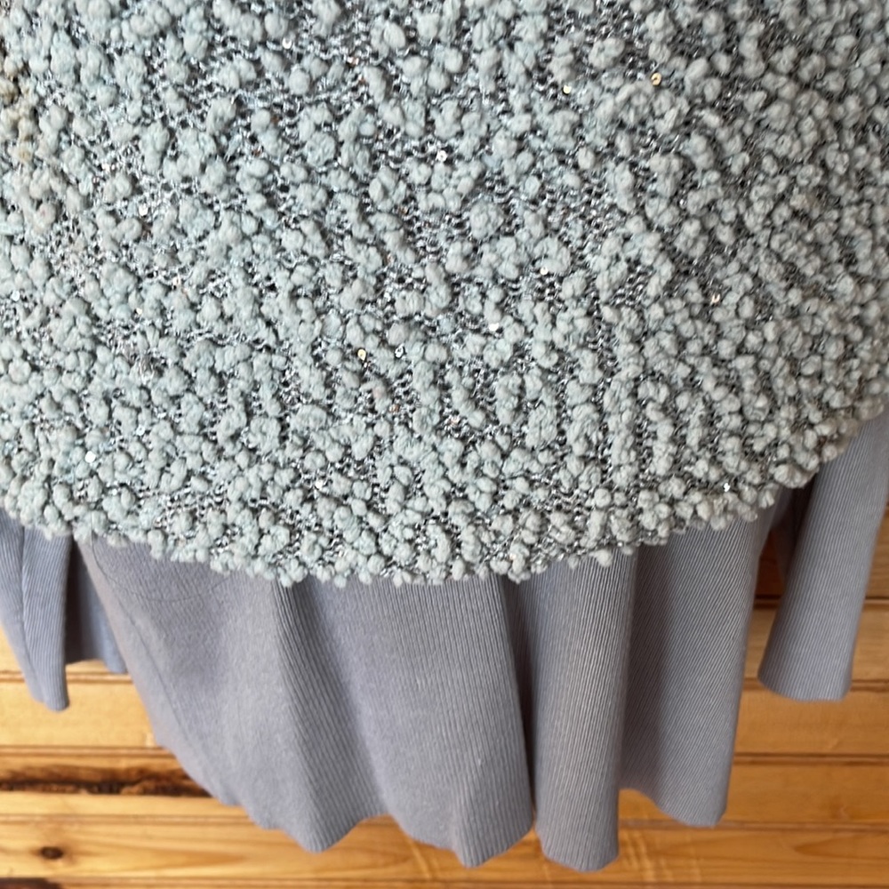 Gabby & Eden Popcorn Embellished Cowl Neck Urban Grey Sweater NWT - Picture 2 of 4